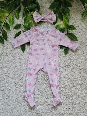 Baby Girl Butterfly Sleeper + Headband (Newborn)